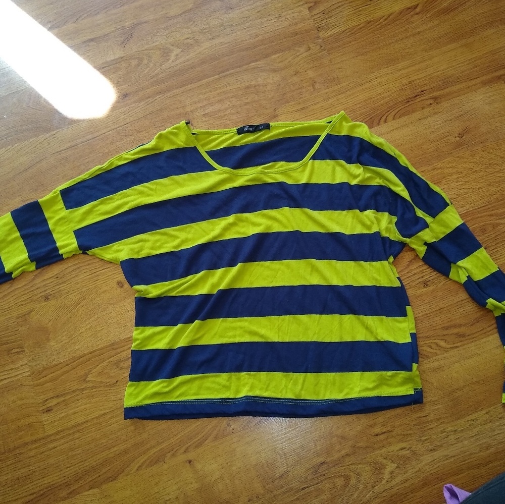 Petite striped green and Navy blue